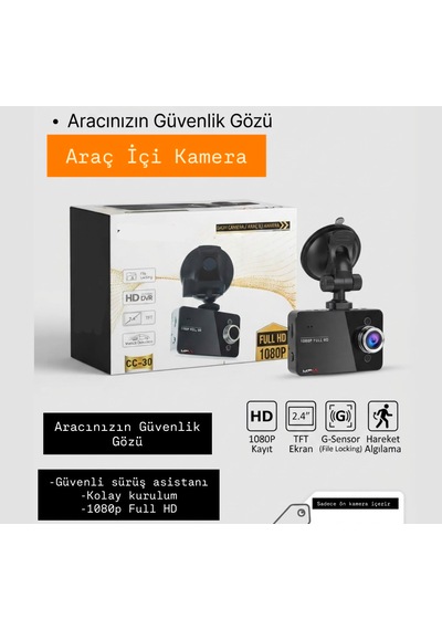 2.4 İnç Tft Ekran Araç İçi Kamera 140 Geniş Açı 1080p Gece Görüşlü Uyumlu Yol Kayıt Çakmaklık Girişli