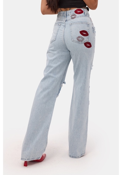 Kadın Ice T-12s6-3 Straight Fit Özel Tasarım Denim Jean Ice Kot