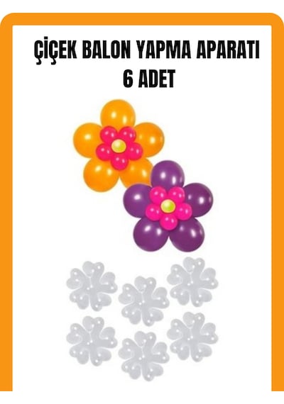 Balon Çiçek Yapma Aparatı Papatya Desen 6 Adet Doğum Günü Parti Yardımcısı Diğer