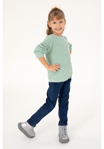 U.S. Polo Assn. Kız Çocuk Su Yeşili Bisiklet Yaka Basic Kazak 50293601-VR048