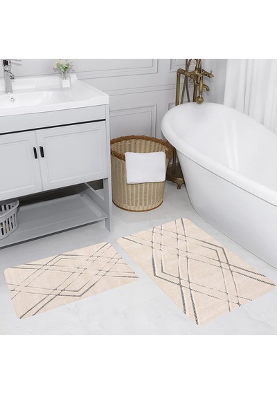 Rovigo Home Baskılı Kaymaz Taban 2 Li Banyo Paspas Takım Rvg5191-100X60-60X50 Çok Renkli