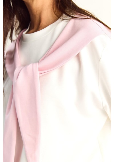 Shade Kadın Şal Detaylı Basic T-shirt Beli Lastikli Bol Pantolon Alt-üst Modal Takım 4116 60286084 - Pembe-beyaz Çok Renkli