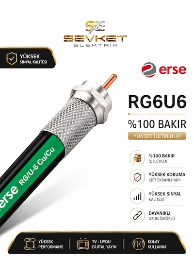 Erse Rg6u6 Anten Kablosu %100 Bakır 2  Metre