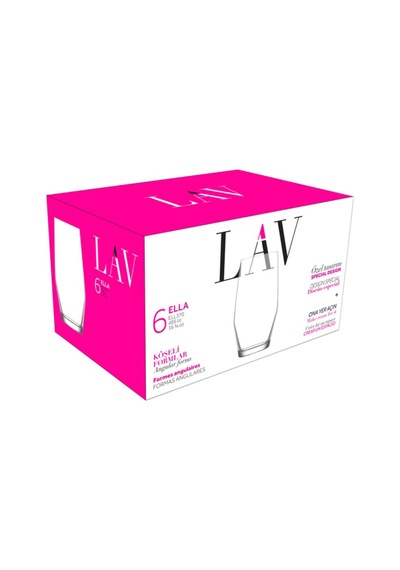 Lav Ella Cam Meşrubat Bardağı 6'lı 495 ml (Büyük Su Bardağı/Kokteyl Bardağı )
