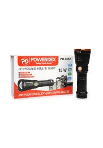 Powerdex Pd-6682 15watt Profesyonel Şarjlı El Fener Siyah