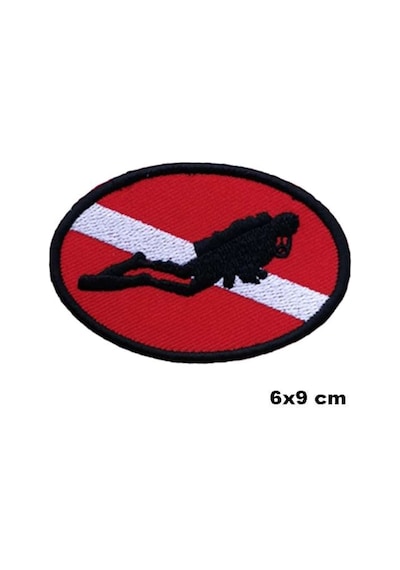 Dalış Bayrağı Dalgıç Nakış Işleme Arma Patch 6×9 Cm Haki