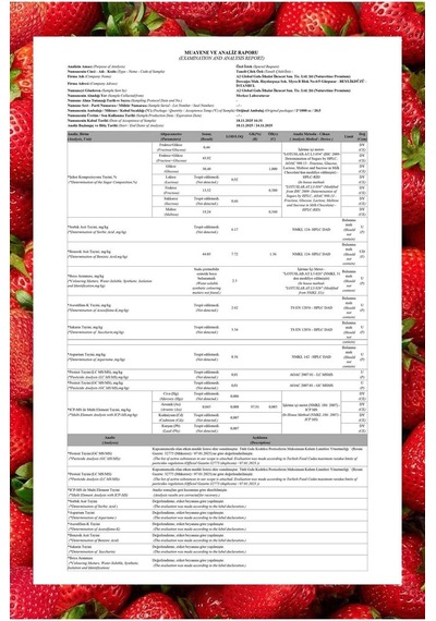 Taneli Çilek Özü 1350 Gr Doğal Katkısız Şeker İlavesiz Pestisit & Ağır Metal İçermez Analizli