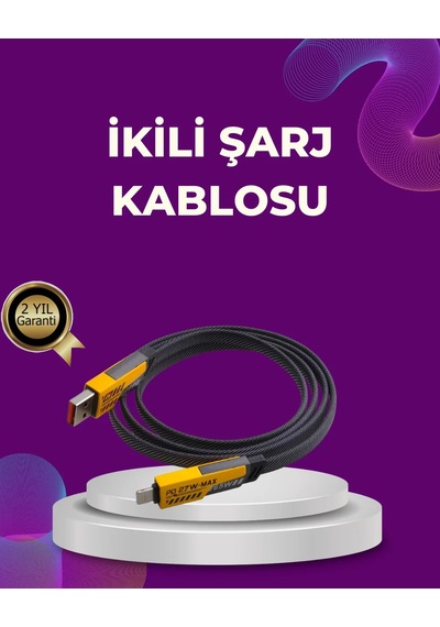 Dayanıklı 4 Ü 1 Arada Çok Fonksiyonlu Hızlı Şarj Veri Kablosu Mor