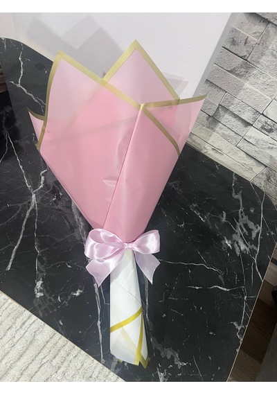 30'lu Saten Kurdele Gül Buketi Çiçeği Açık Pembe