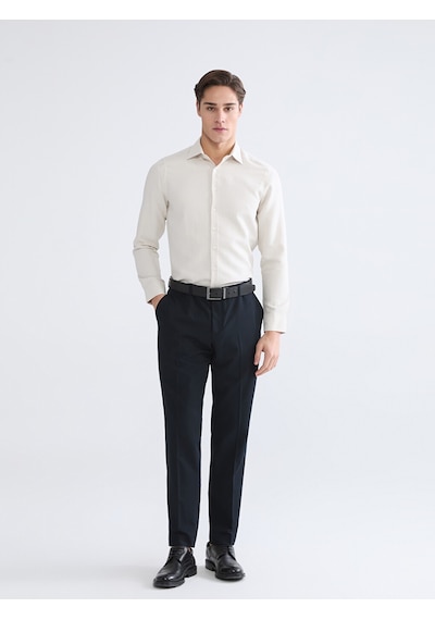 Lcw Busıness Bej Slim Fit Armürlü Erkek Gömlek