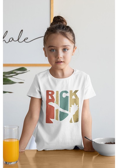 Sevbano Rick And Morty Baskılı Unisex Çizgi Film Çocuk Tişört 1-12 Yaş Beyaz