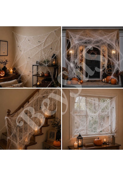 Beysüs Halloween Cadılar Bayramı Beyaz Renk Örümcek Ağı Seti Tüm Yaşlar