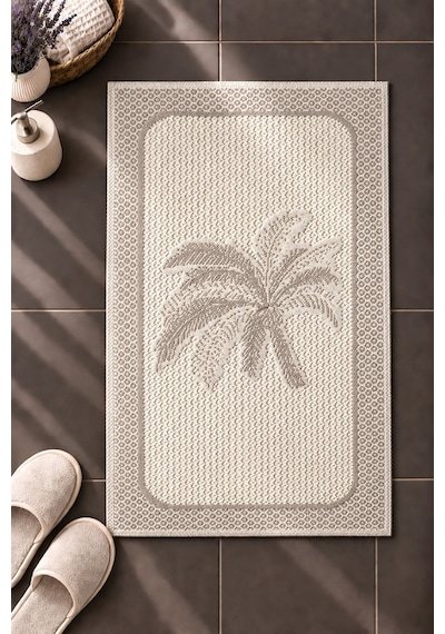 Sakura Sk012a Doğal Pamuk 2'li Banyo Paspas Seti 60x100 60x50cm Kaymaz Taban Makinada Yıkanabilir Krem-bej