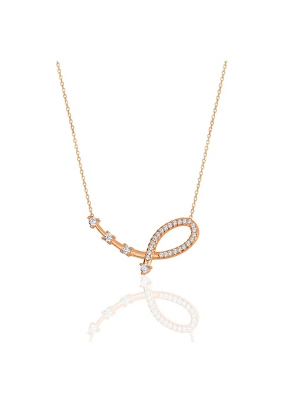 Gümüş Rose Zirkon Taşlı Yıldız Haritası Kolye