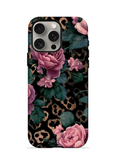 Velvoria Valestra Leopar Pembe Gül Apple iPhone Uyumlu 15 Pro Darbe Korumalı Kılıf Valestra Select - Leopar Pembe Gül