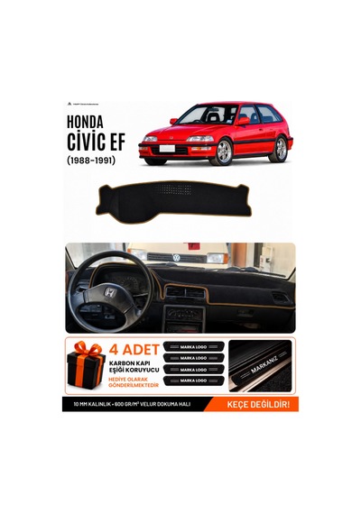 Honda Cıvıc Ef 1988-1991 Uyumlu Torpido Örtüsü, Torpido Kılıfı - Siyah-kahverengi - Ho004