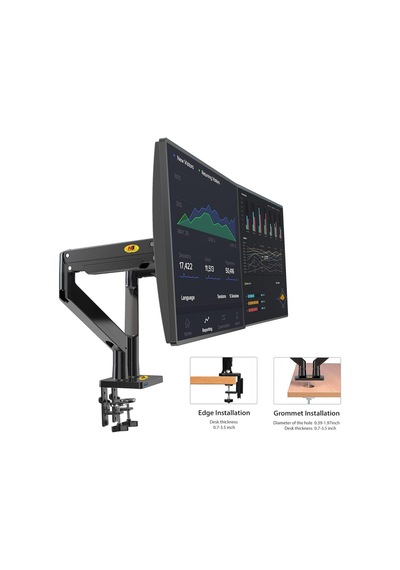 North Bayou Nb G32 Amortisörlü 22"-32" Profosyonel 2-15kg Çift Kol Monitör Standı Siyah