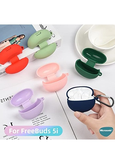 5i Için Kılıf Mat Silikon Siyah Freebuds 5i İle Uyumlu Kılıf - Siyah Diğer