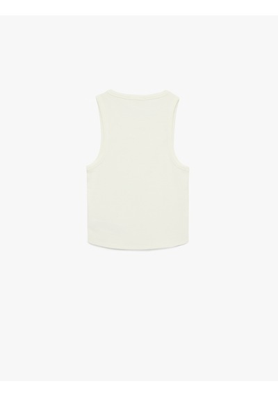 Koton Slim Fit Bisiklet Yaka Fitilli Kolsuz Atlet Ekru 6sal30051ık Ekru