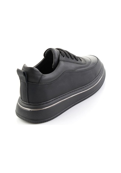 Bambi Mat Siyah Hakiki Deri Erkek Sneaker E01774016903