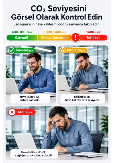 Kablosuz Ekranlı Co₂, Isı & Nem Sensörü