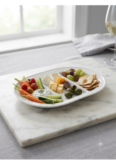 Grande Servis Tabağı 3 Bölmeli Beyaz 42 Cm