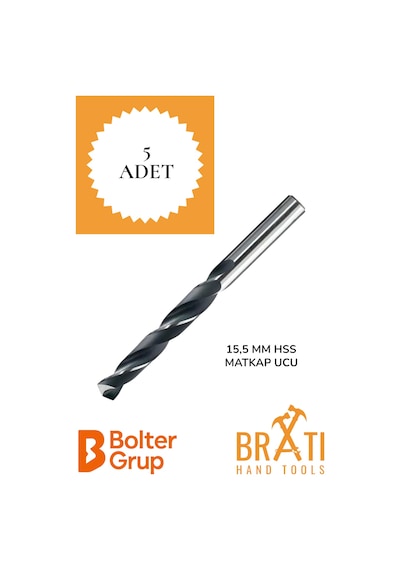 15,5 Mm Hss Matkap Ucu 5'li Paket Metal Ahşap Plastik Çelik Delme Uç Delik Açma Uçları