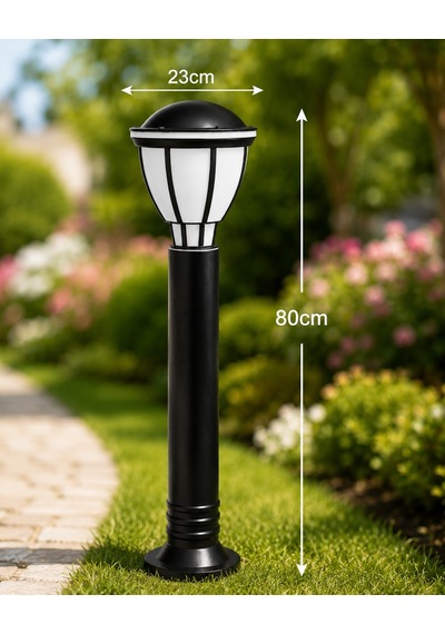 Zita Bahçe Aydınlatma Kupa Armatür 80 CM Siyah Uzun Ip54