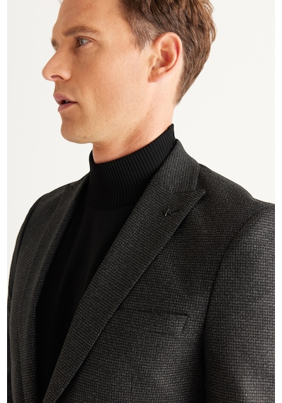 Ac&Co / Altınyıldız Classics Erkek Sıyah Grı Slim Fit Dar Kesim Kırlangıç Yaka Desenli Takım Elbise Ac&Co / Altınyıldız Classics Erkek Sıyah Grı Slim Fit Dar Kesim Kırlangıç Yaka Desenli Takım Elbise