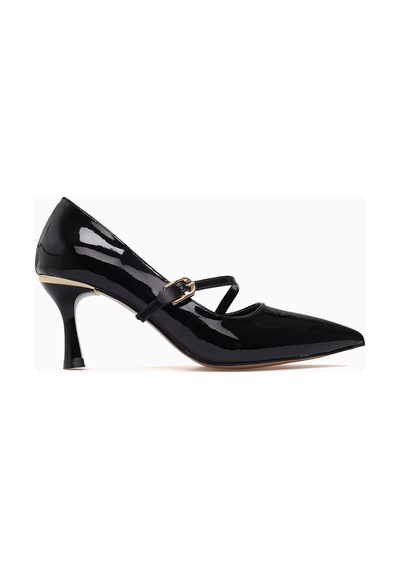 Kuum Kadın Stiletto Ayakkabı 26y K145-26204 Siyah Rugan