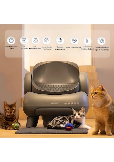 Neakasa M1 Plus Üstü Açık Akıllı Full Otomatik Kedi Tuvaleti UV Koku Önleyici App Kontrollü