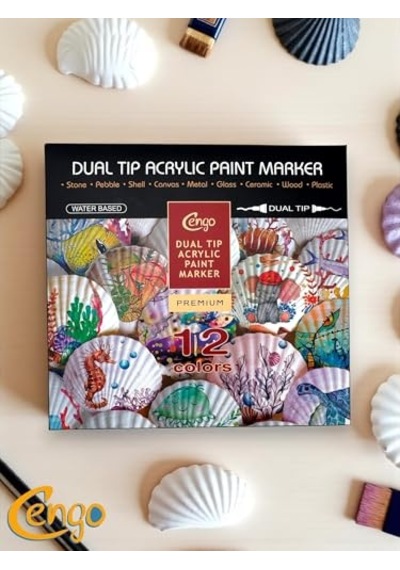 Çift Taraflı Akrilik Marker İşaretliyici Kalem 12 Renk 103 Ivory