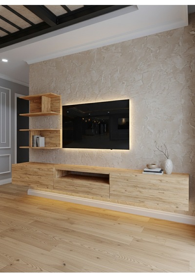 Resital Ledli Duvara Monte Tv Sehpası - Çam - W6015-6 Çam