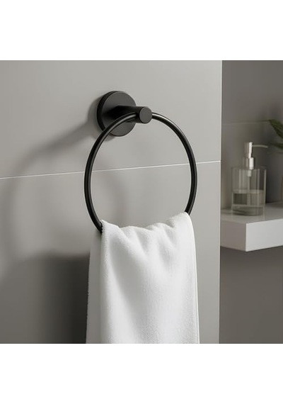Tr Vidalı Siyah Renkli Yuvarlak 16 Cm Banyo Mutfak Lavabo Pratik Havluluk Askılığı Diğer