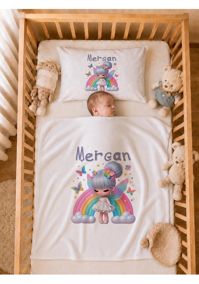 Pia Baby Kız Bebek Tulum Seti İsim Baskılı %100 Pamuk Yastık Kılıfı Ve Battaniye 1084tybyx Ekru