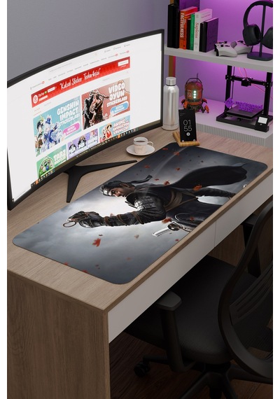 Ghost Of Tsushima Kaymaz Dikişli Kauçuk Oyuncu Mousepad V3 - 90x40 Xxl Gaming Mouse Pad Fare Altlığı