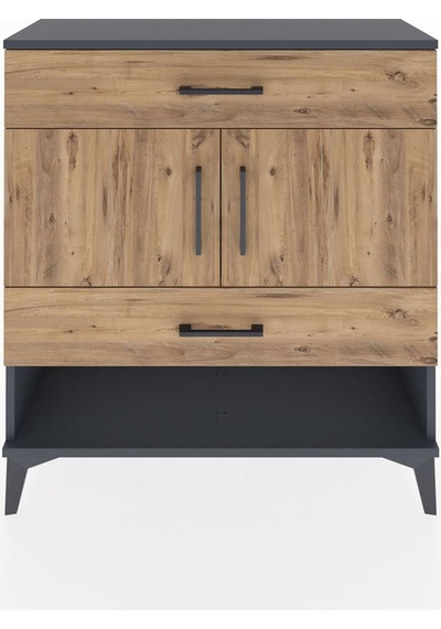 Arges Şifonyer 2 Raflı 2 Çekmeceli 2 Kapaklı 88x30x96 Antrasi... Antrasit
