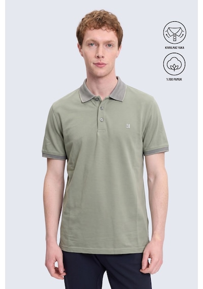 Hatemoğlu Yeşil Regular Fit 100% Pamuklu Polo Yaka Tişört Vetiver Yeşil
