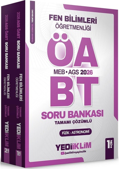 Yediiklim Yayınları 2026 Meb Ags Öabt Fen Bilimleri Öğretmenliği Tamamı Çözümlü Soru Bankası 2 Cilt