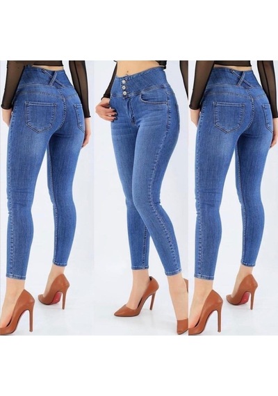Efnaz Style Yüksel Bel Likralı Kot Pantolon Mavi