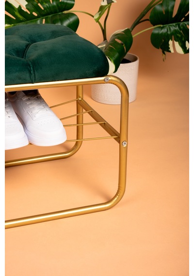 Ayakkabılık Puf Bench Döşemeli Kapı Girişi Puf Kapı Girişi Düzenleyici Düğmeli Tel Raflı Gold Ayakkabılık Puf Bench Döşemeli Kapı Girişi Puf Kapı Girişi Düzenleyici Düğmeli Tel Raflı Gold