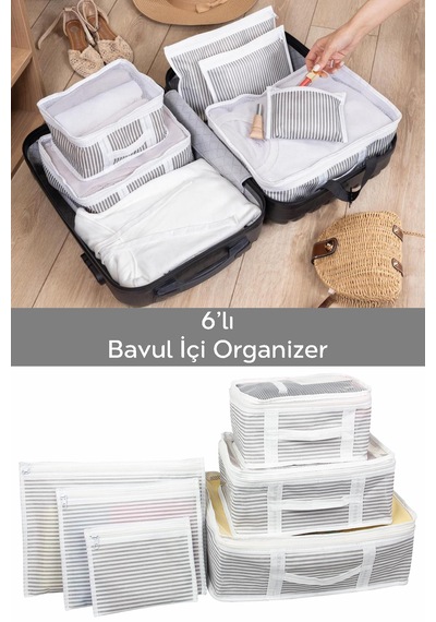 Valiz, Bavul Düzenleyici Seyahat Organizeri Açık Gri