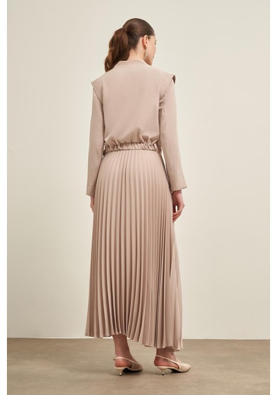 FTZ Women Ftz Plise Etekli Takım Beige 31024 Beige Bej