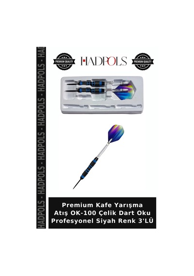 Premium Kafe Yarışma Atış Ok-100 Çelik Dart Oku Profesyonel Siyah Renk 3'lü