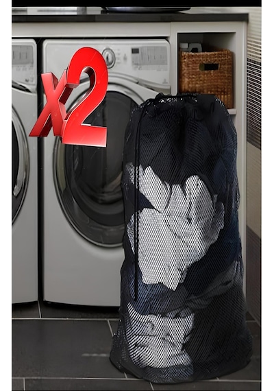 2 Adet Siyah Lüx Perde Ve Çamaşır Yıkama Filesi Ipli 60x80 Cm Battal Boy Diğer