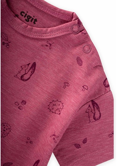 Taytlı T-shirt Takım 0-3 Yaş Mürdüm Mürdüm