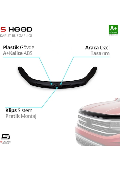 S-dizayn Volkswagen Tiguan Abs Plastik Kaput Rüzgarlığı 2008-2015 A+kalite