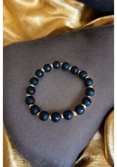 Oniks Taşı Çizgili 10mm Oniks Taşı Bileklik Dorika Unisex Bileklik Gerçek Doğal Taş Dorika Taşlı Bileklik Dorika Taşlı Bileklik