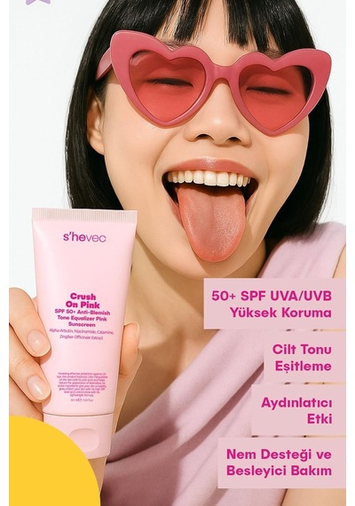 Crush On Pink - Spf 50+ Leke Karşıtı Ve Ton Eşitleyici Pembe Güneş Kremi