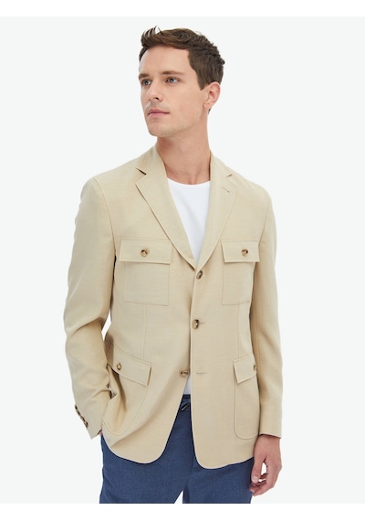 Kip Bej Düz Modern Fit Ceket Çok Renkli